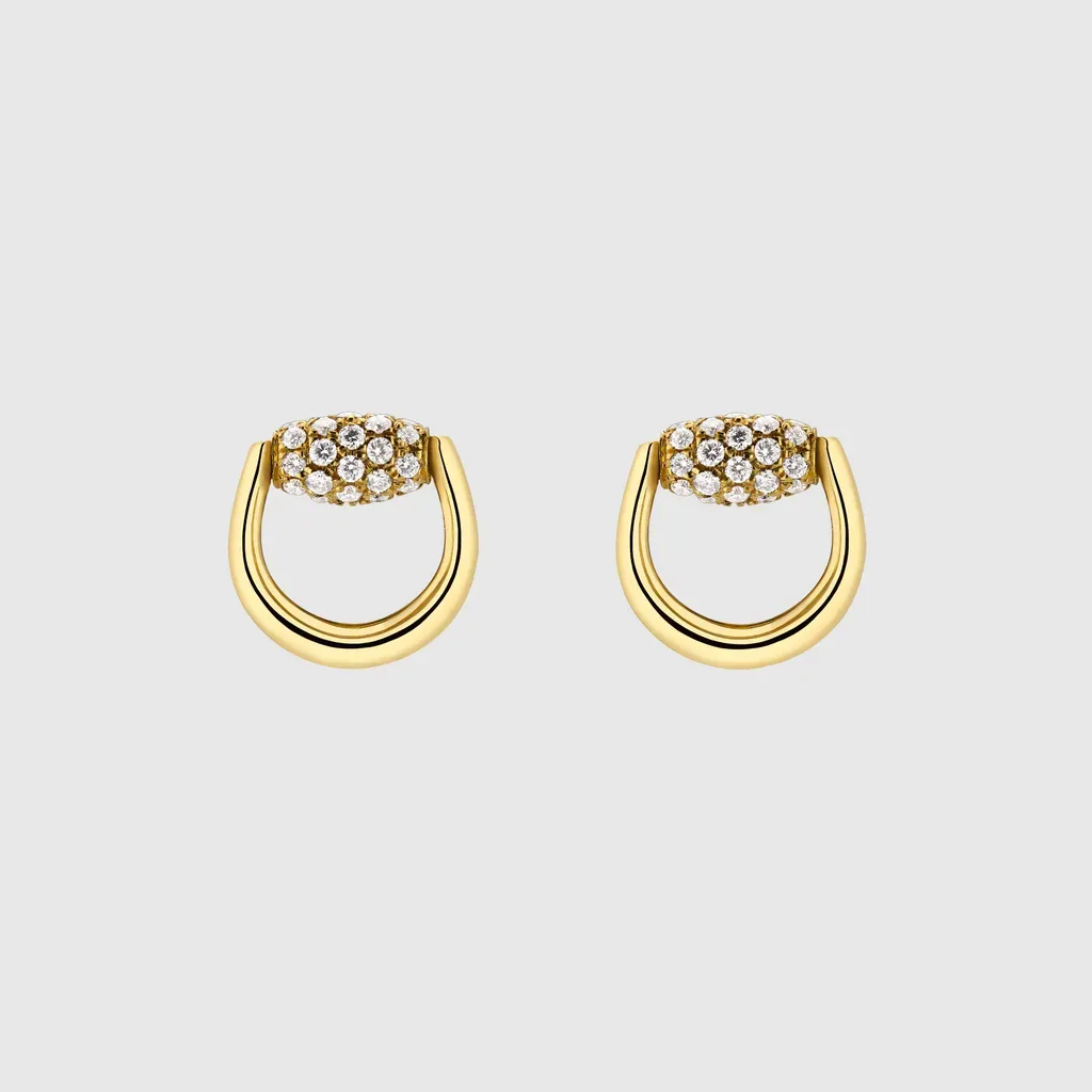 Gucci Horsebit Diamond 18K Stud Earrings