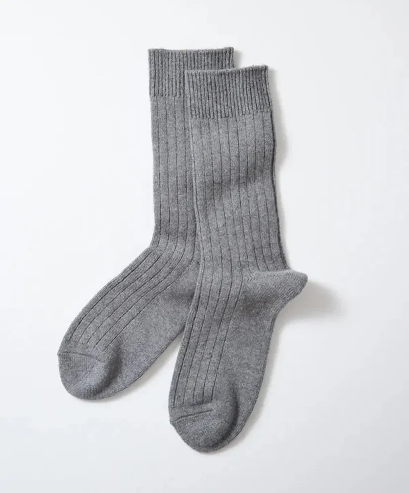 Cotton Wool Ribbed Crew Socks