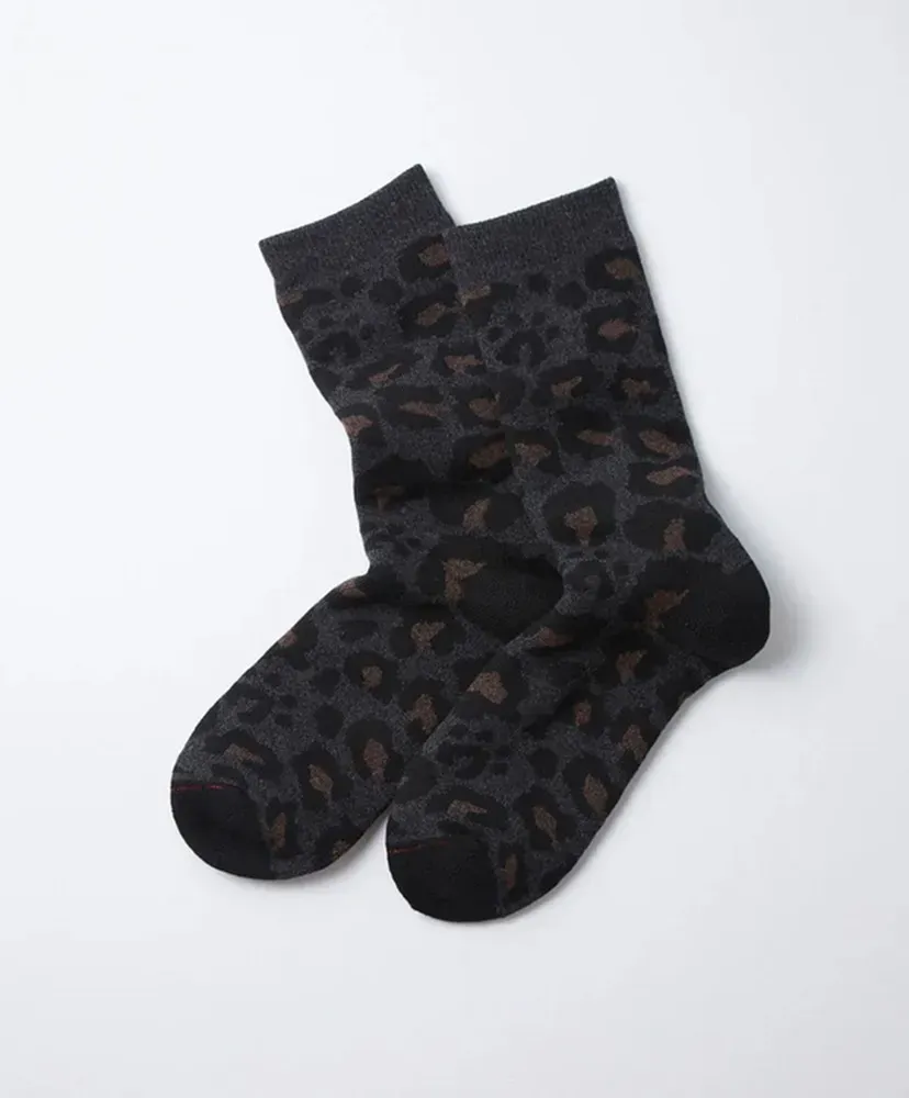Pile Leopard Crew Socks