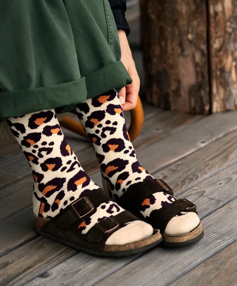 Pile Leopard Crew Socks