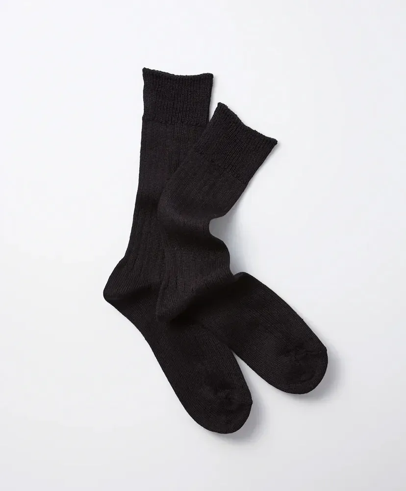 Linen Cotton Ribbed Crew Socks