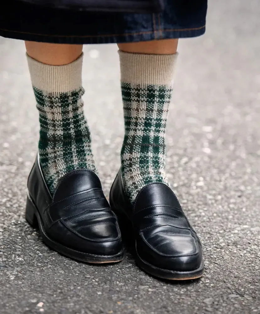 Check Pattern Merino Socks