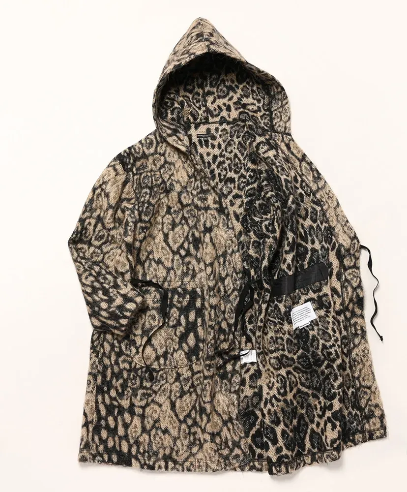 Knit Robe - Wool Poly Leopard Jacquard