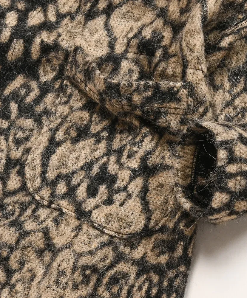 Knit Robe - Wool Poly Leopard Jacquard