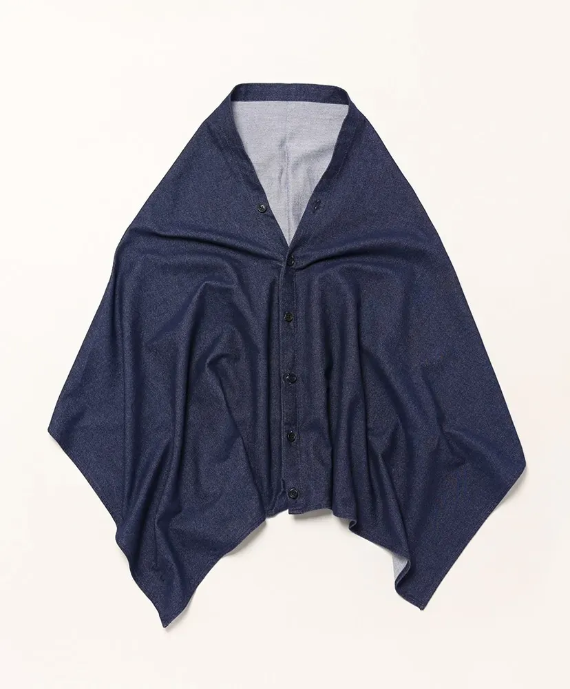 Button Shawl - Cotton Denim Flannel