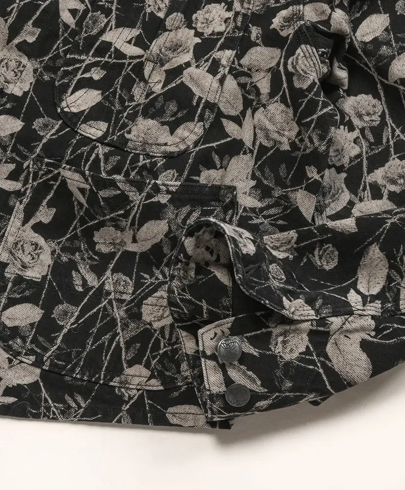 Engineer Jacket - 10Oz Denim / Rose Printed