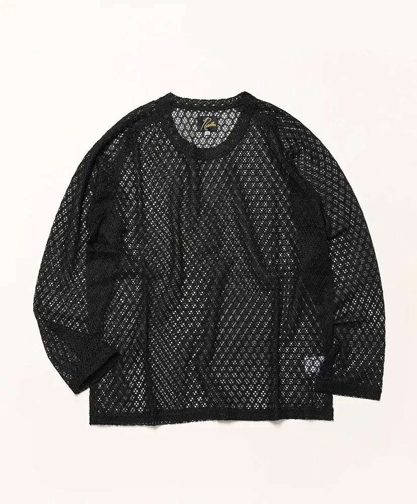 L/S U-Neck Tee - Pe/W Raschel Lace