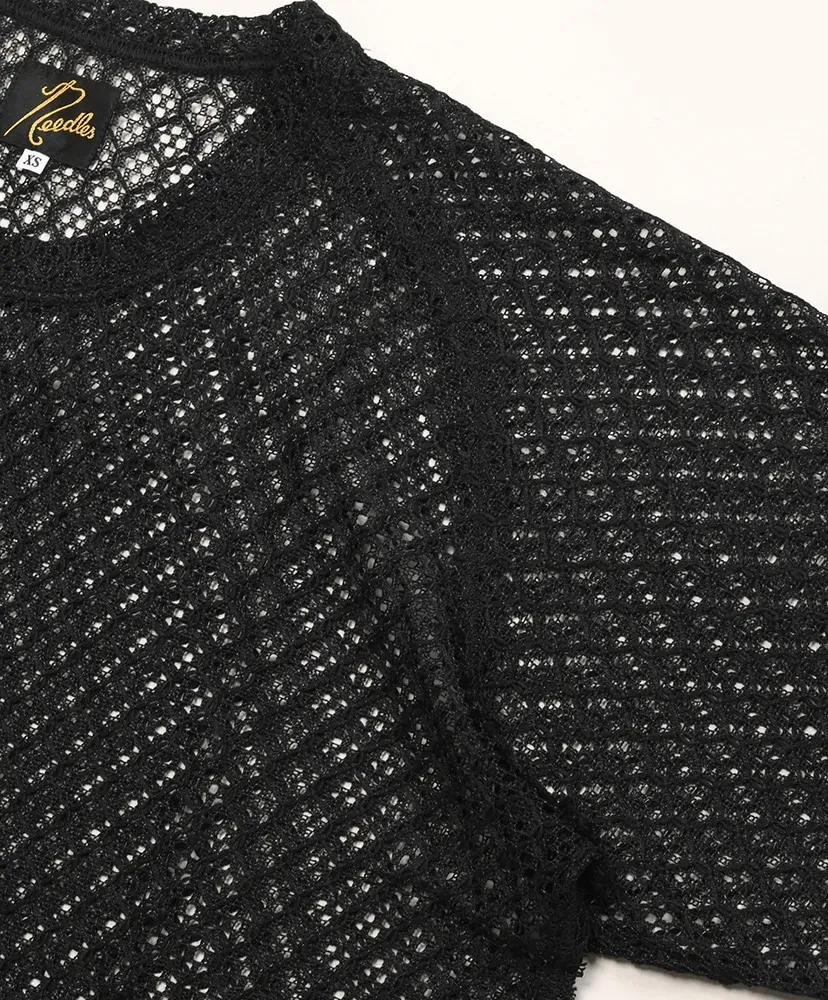 L/S U-Neck Tee - Pe/W Raschel Lace