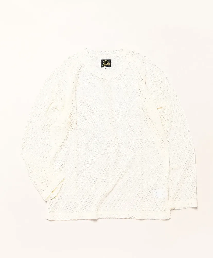 L/S U-Neck Tee - Pe/W Raschel Lace