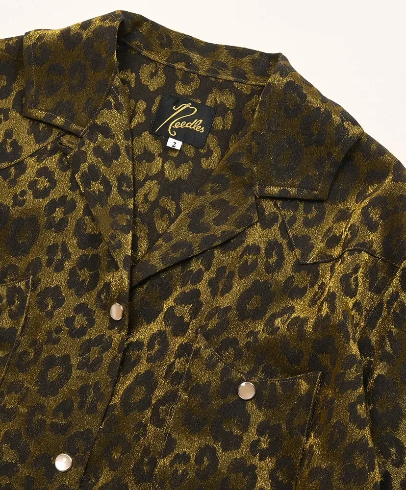 S/S Western Blouse - Rayon Leopard Jacquard