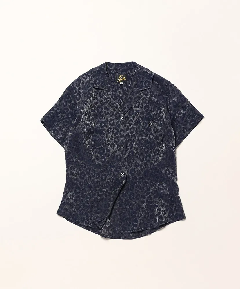 S/S Western Blouse - Rayon Leopard Jacquard
