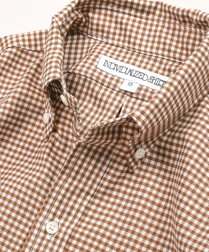 6-Button Gingham Wool Check Shirt