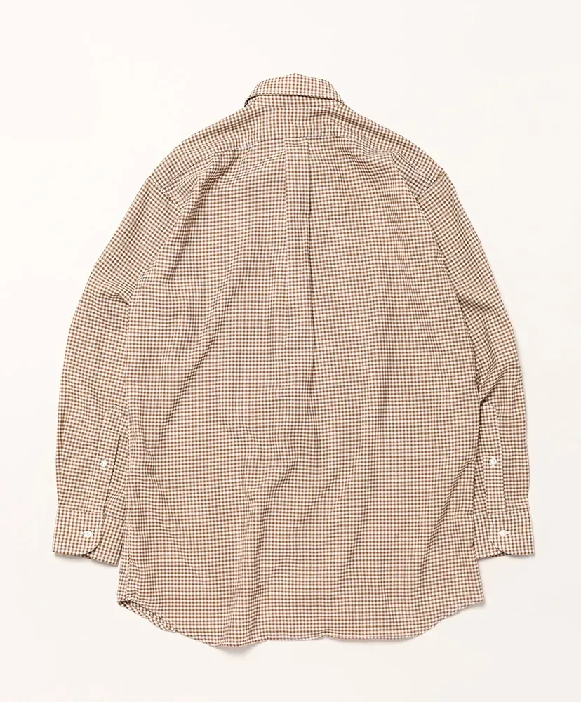 6-Button Gingham Wool Check Shirt