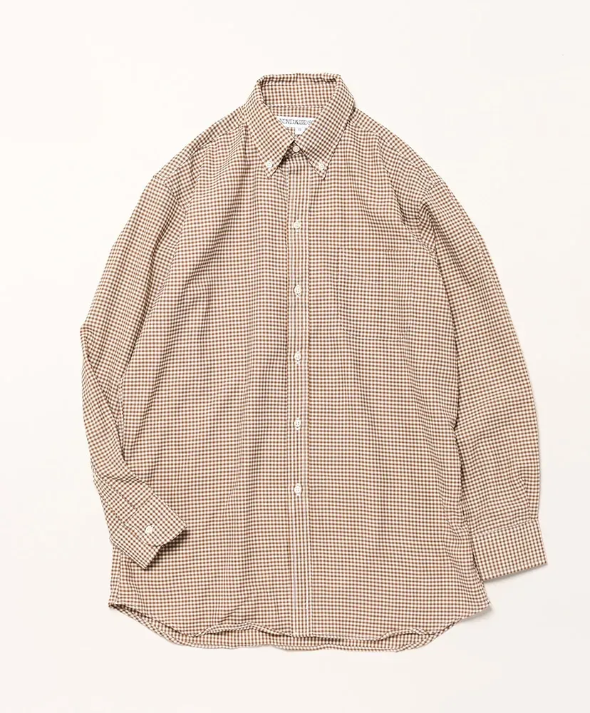 6-Button Gingham Wool Check Shirt