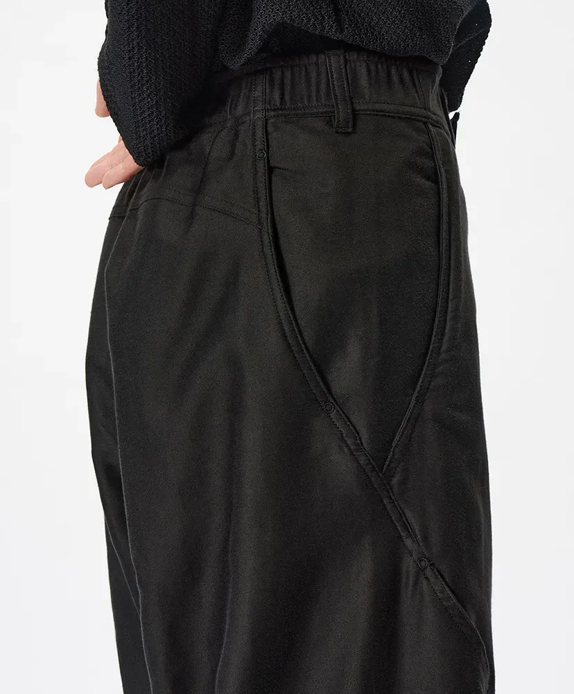 Cotton Silk Blend Helicoid Wide Pants