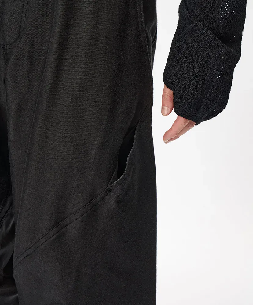 Cotton Silk Blend Helicoid Wide Pants