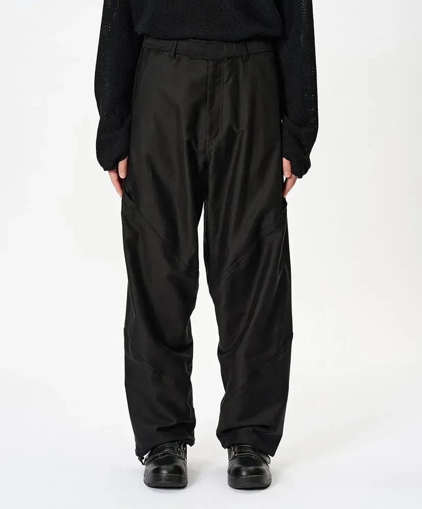 Cotton Silk Blend Helicoid Wide Pants