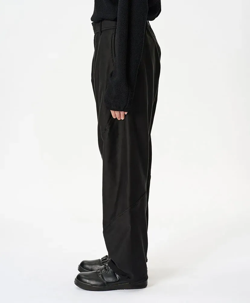 Cotton Silk Blend Helicoid Wide Pants