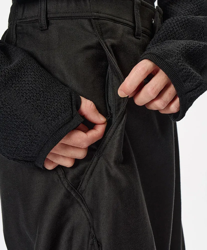 Cotton Silk Blend Helicoid Wide Pants