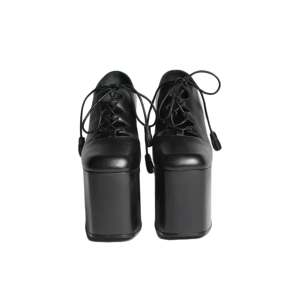 Hollow Cross Lace Up Platforms