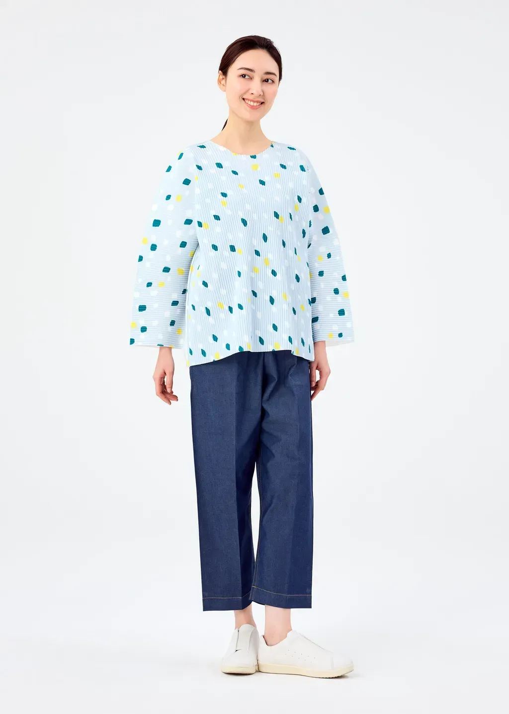 Time Dots Fine Knit Pleats T