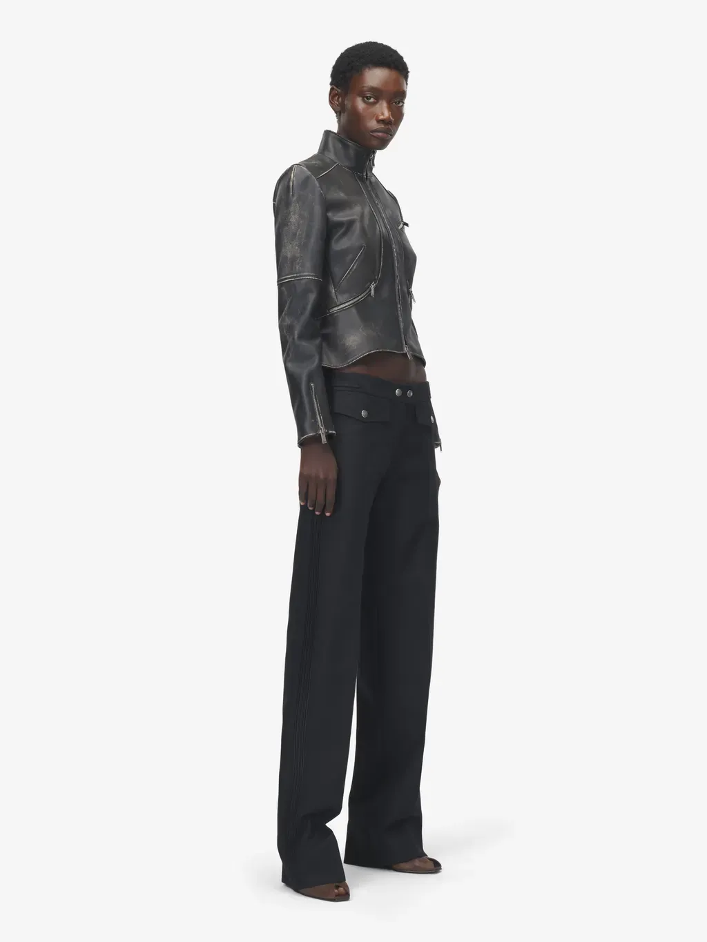 Brushed Leather Cropped Jacket