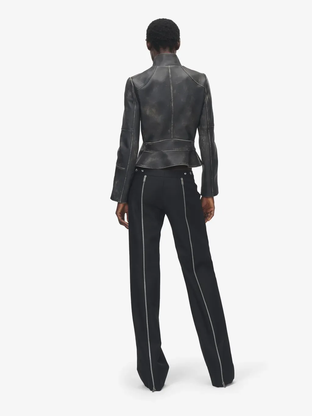 Brushed Leather Cropped Jacket