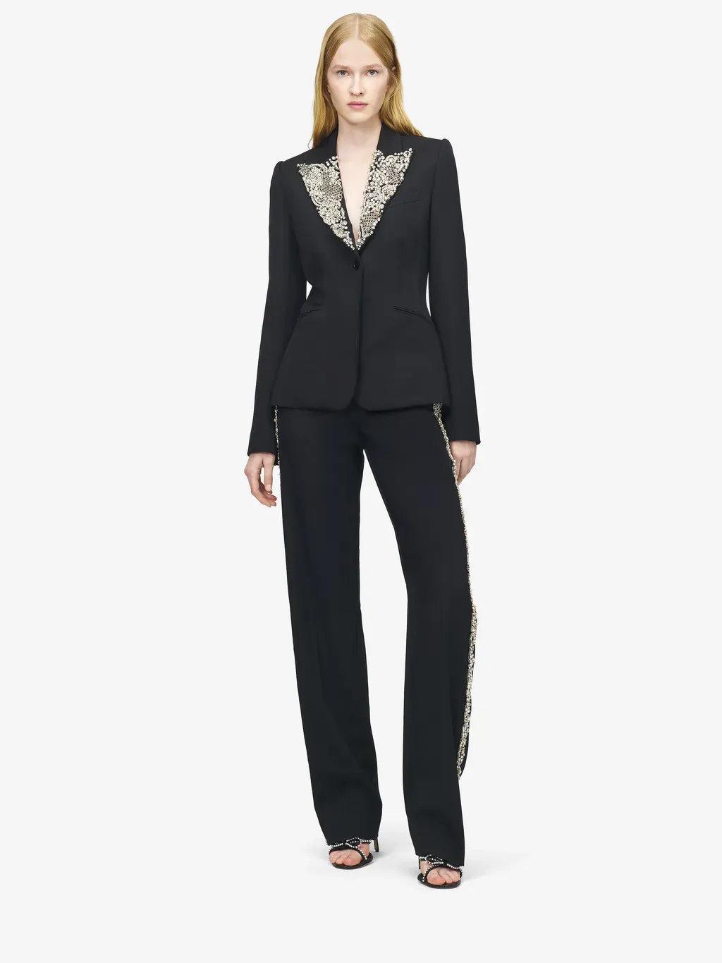 Chain Mail Embroidery Single-Breasted Jacket