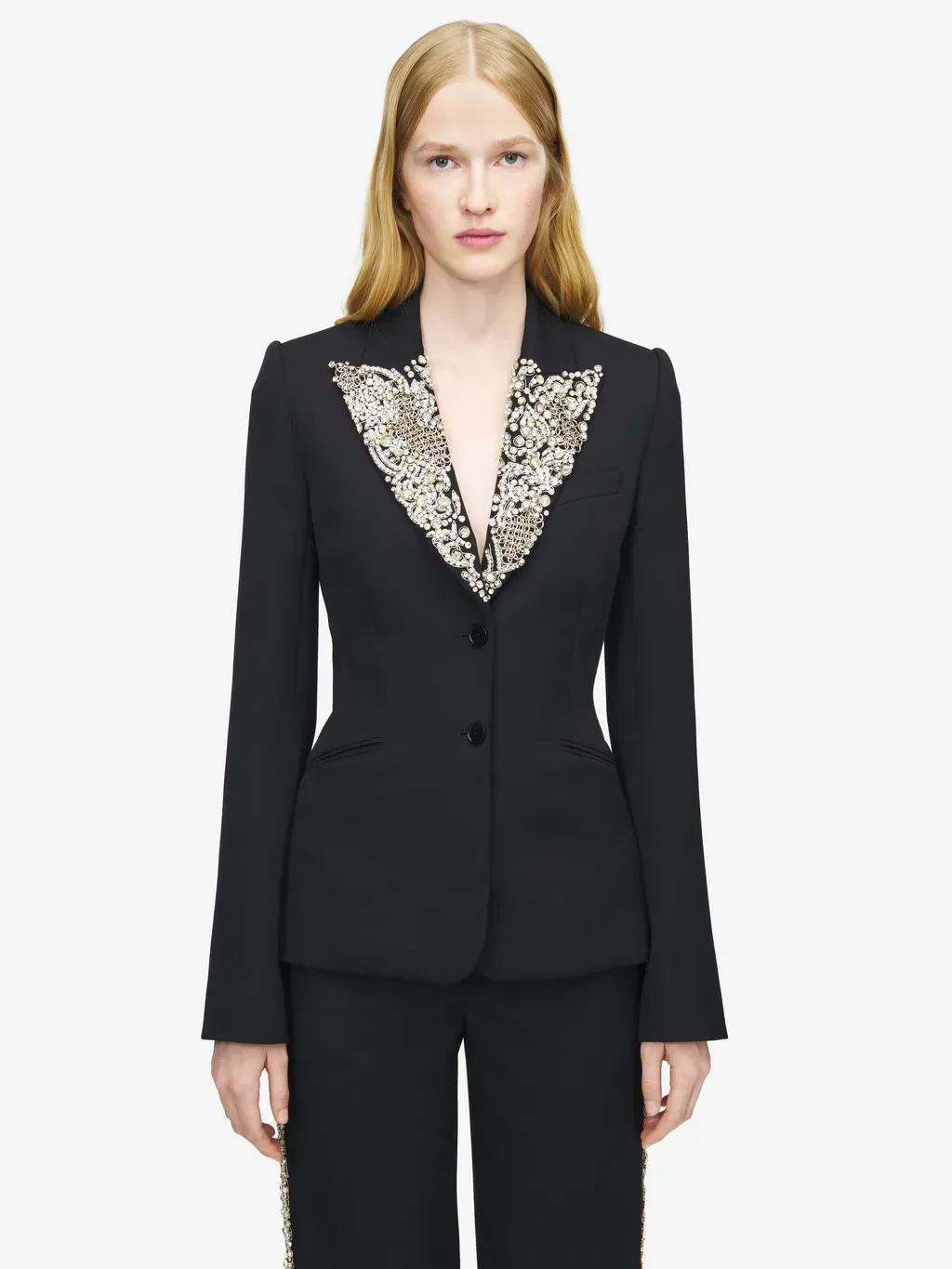 Chain Mail Embroidery Single-Breasted Jacket