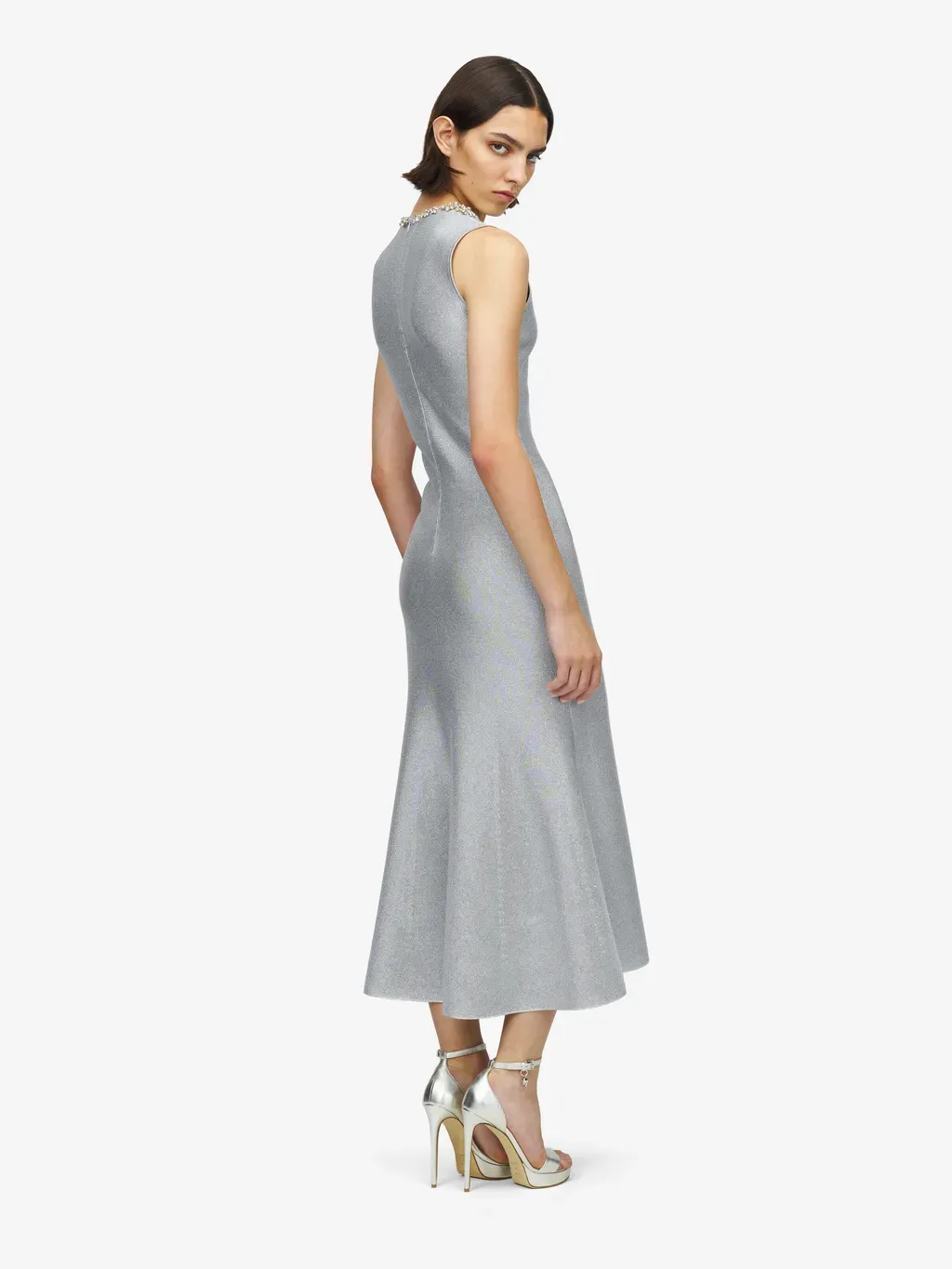 Chain Mail Embroidery Midi Dress