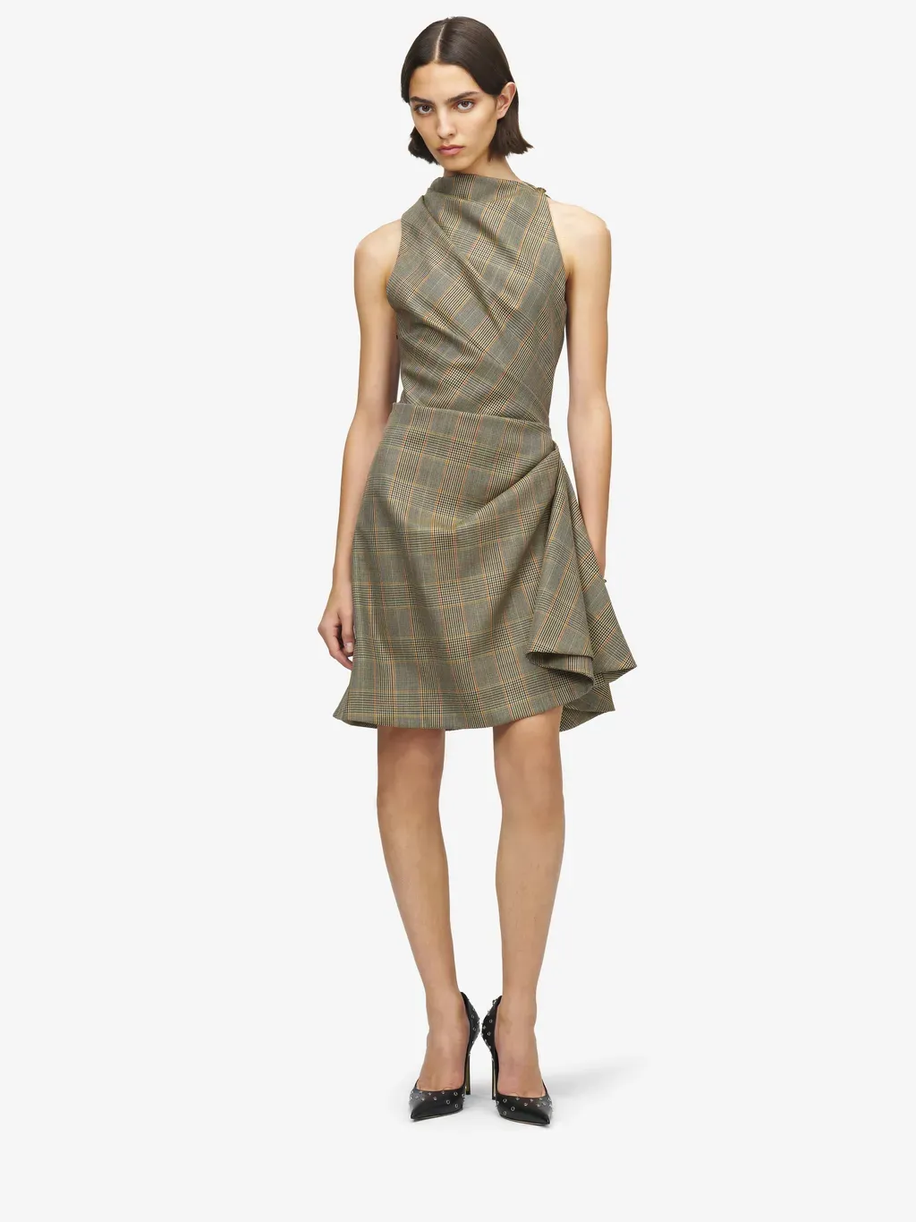 Country Check Asymmetric Mini Dress