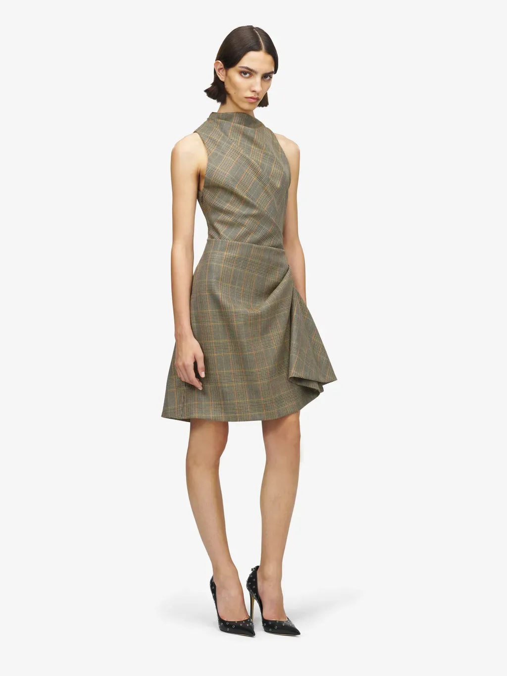 Country Check Asymmetric Mini Dress