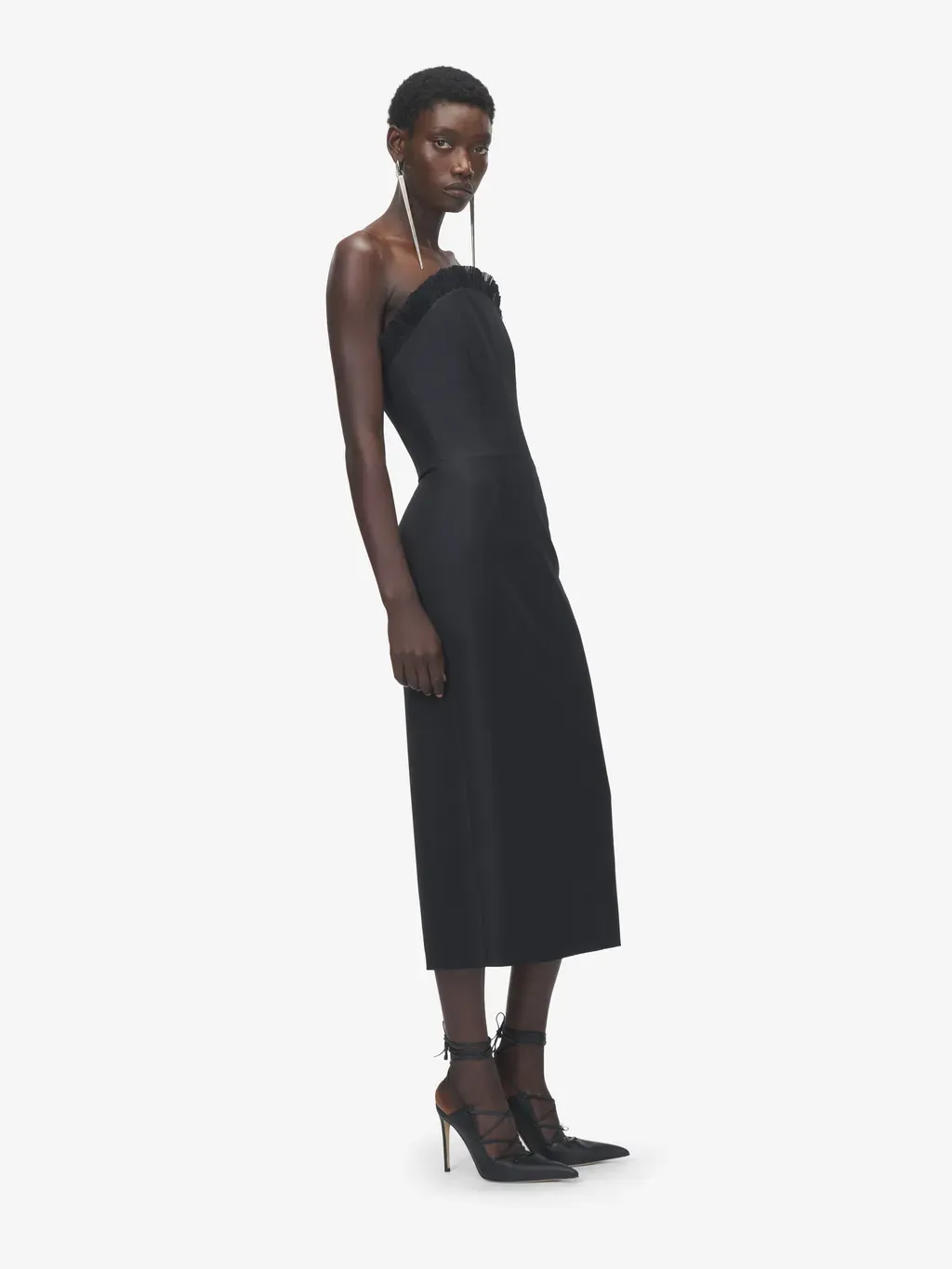 Crepon Trim Evening Dress