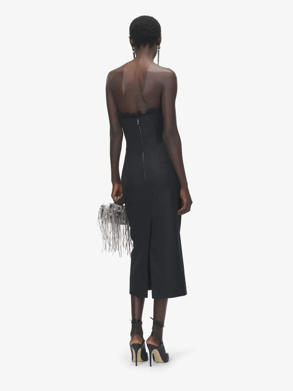Crepon Trim Evening Dress
