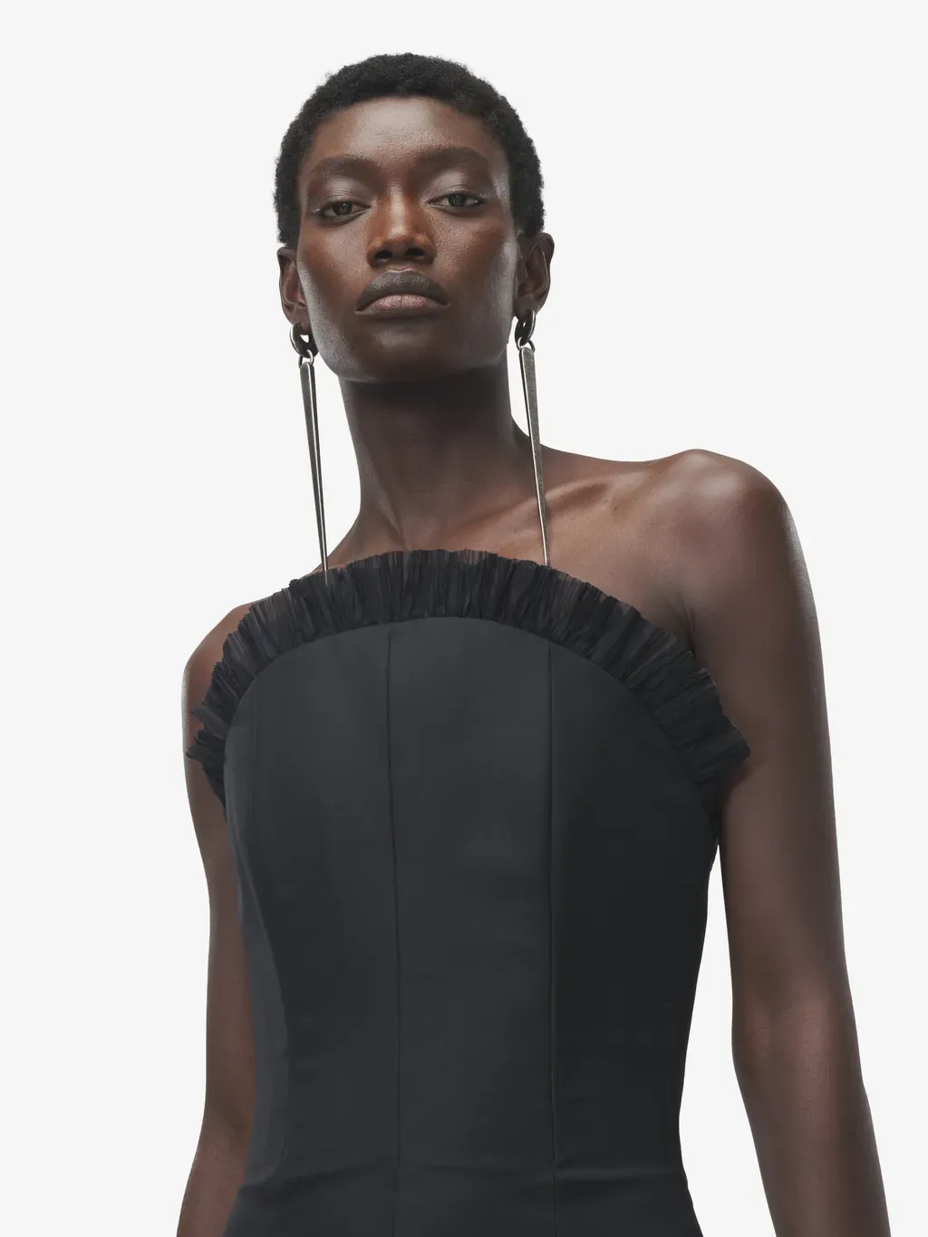 Crepon Trim Evening Dress