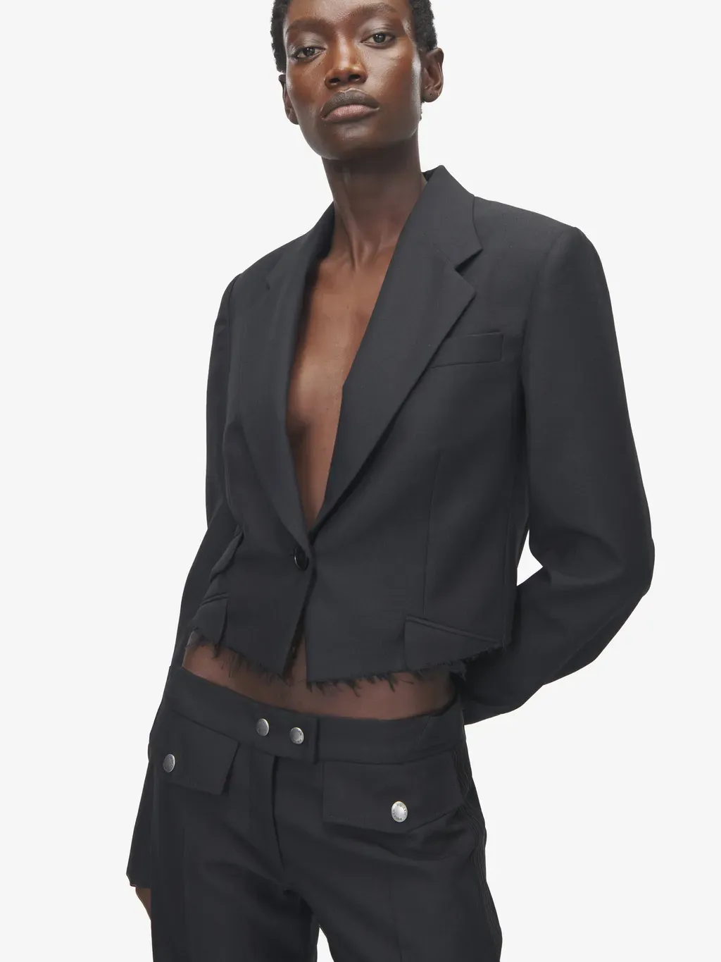 Cropped Single-Breasted Jacket