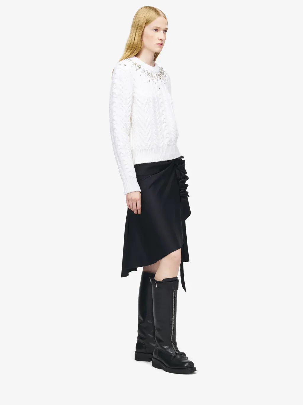 Crystal Embroidery Cable Knit Jumper
