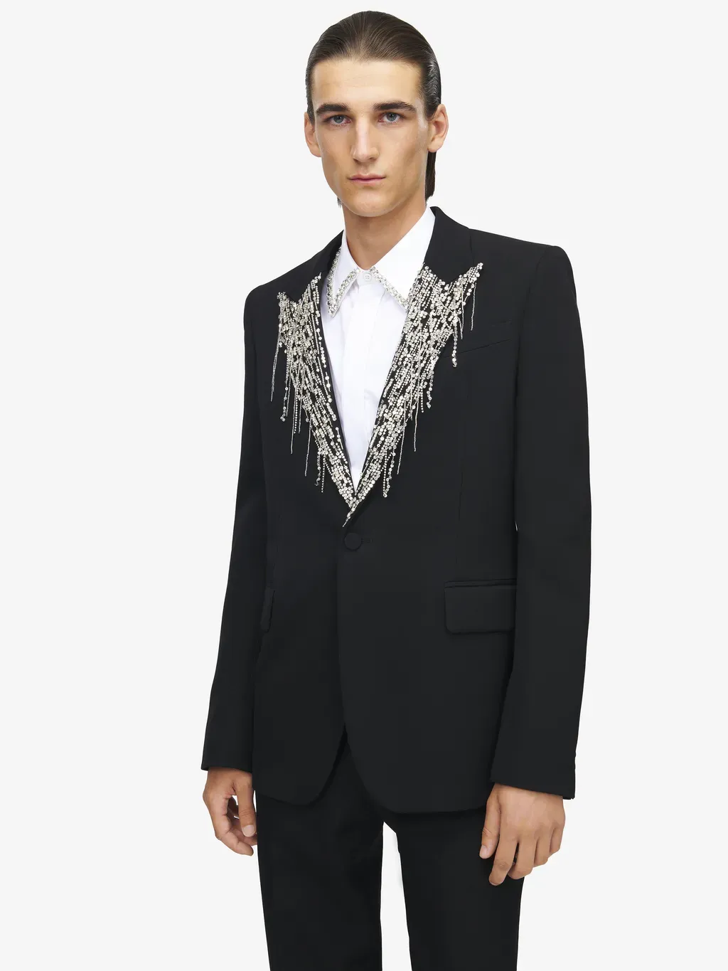 Crystal Embroidery Single-Breasted Jacket