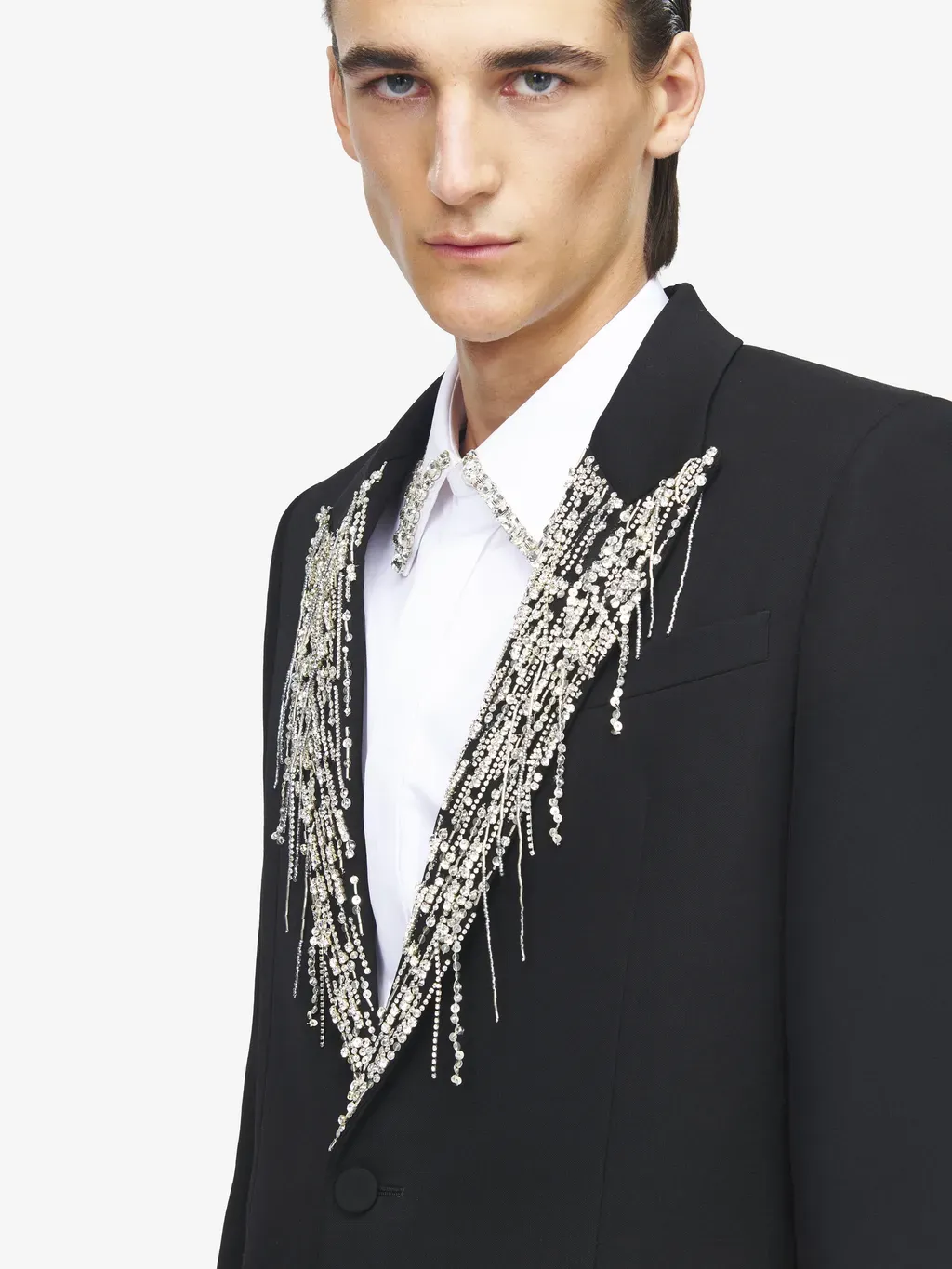 Crystal Embroidery Single-Breasted Jacket