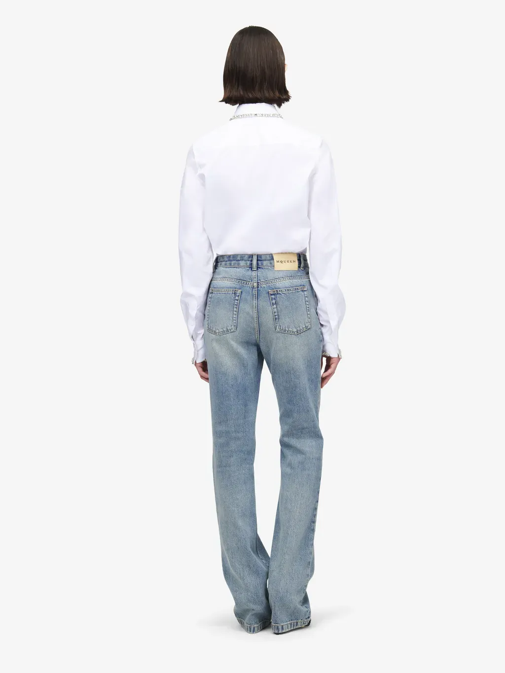 Crystal Embroidery Straight Leg Jeans
