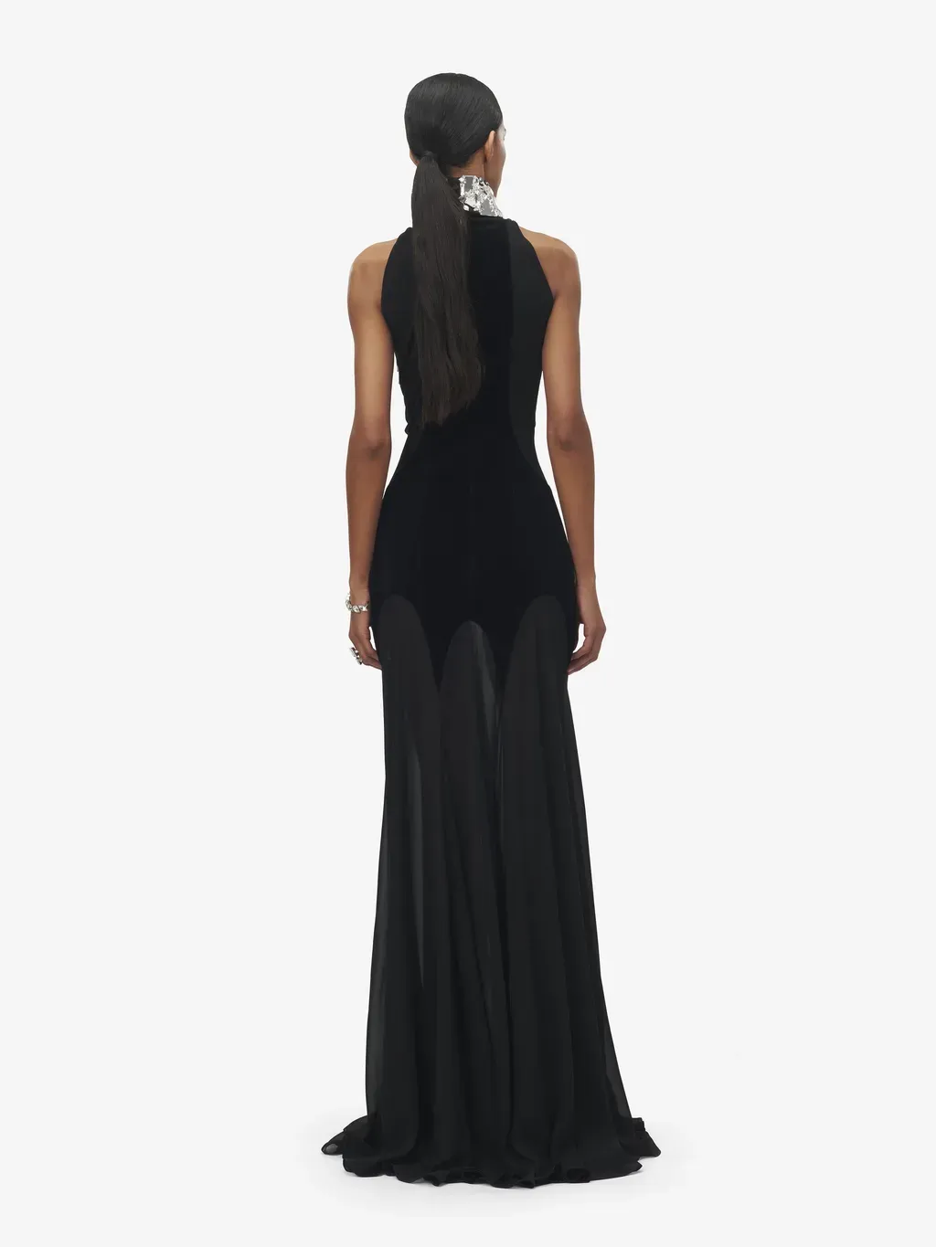 Crystal Mirror Embroidery Evening Dress