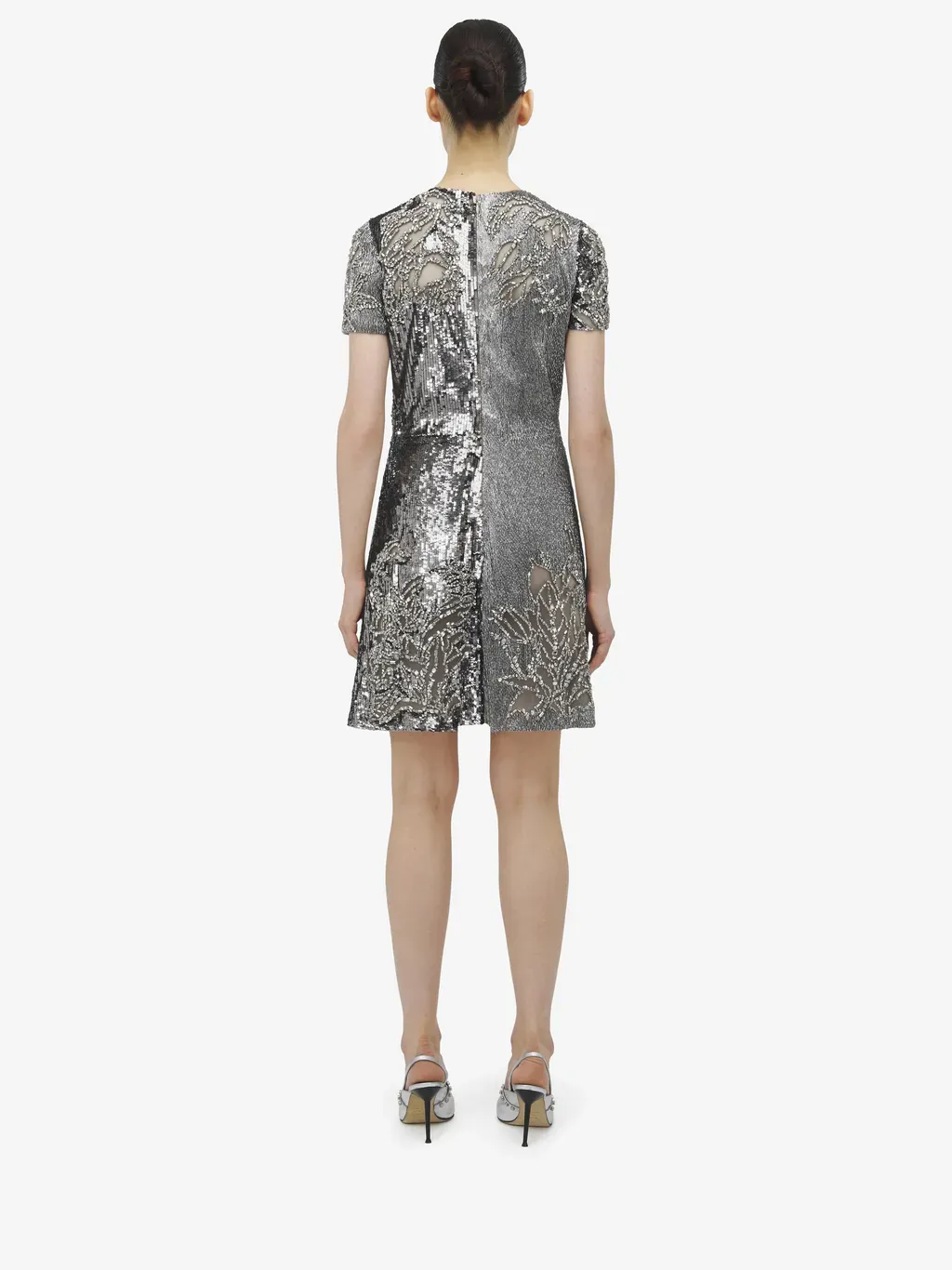 Crystal Stencil Embroidery Mini Dress