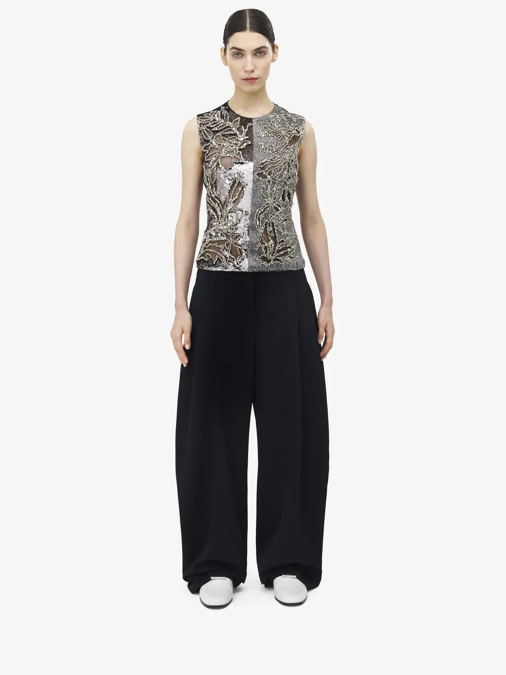 Crystal Stencil Embroidery Top
