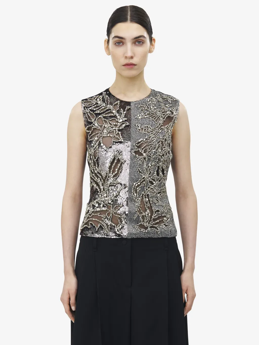 Crystal Stencil Embroidery Top