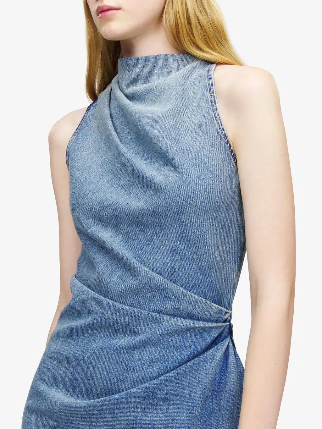 Denim Asymmetric Mini Dress