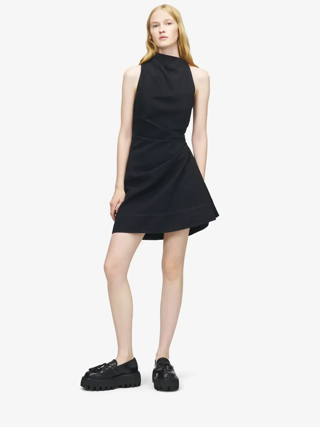 Denim Asymmetric Mini Dress