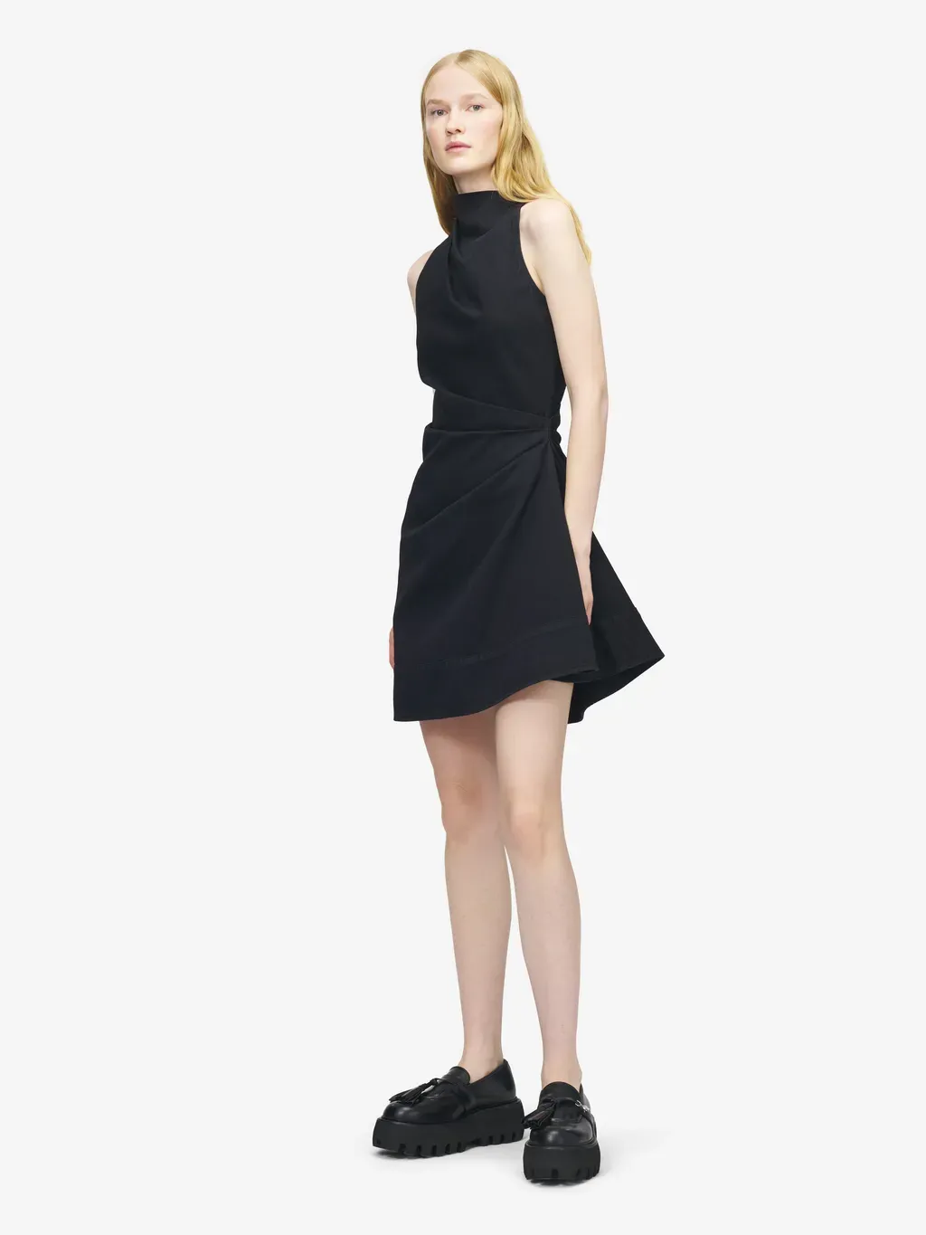 Denim Asymmetric Mini Dress