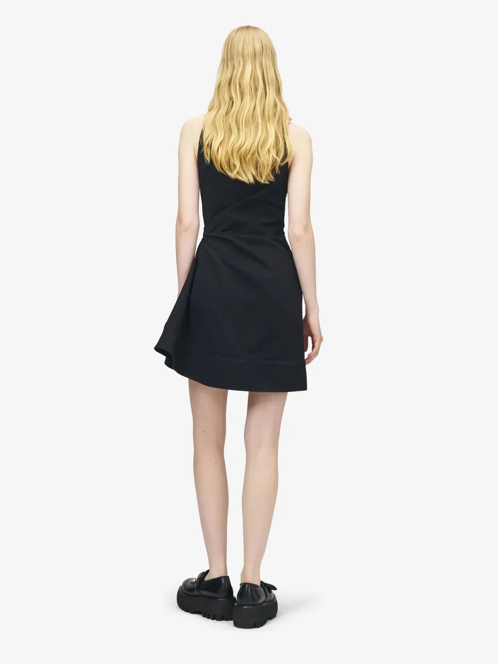 Denim Asymmetric Mini Dress