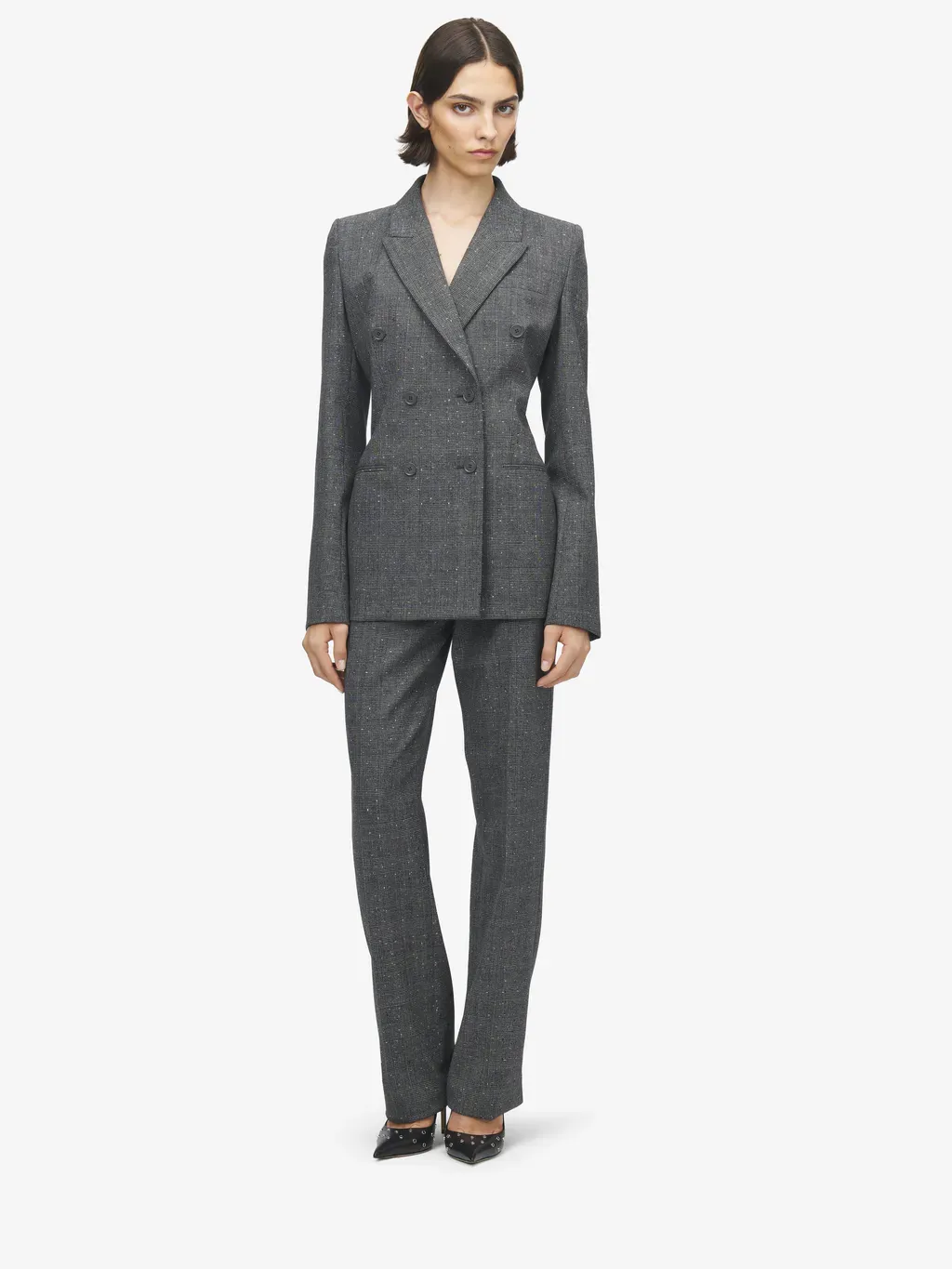Flecked Glen Check Double-Breasted Jacket