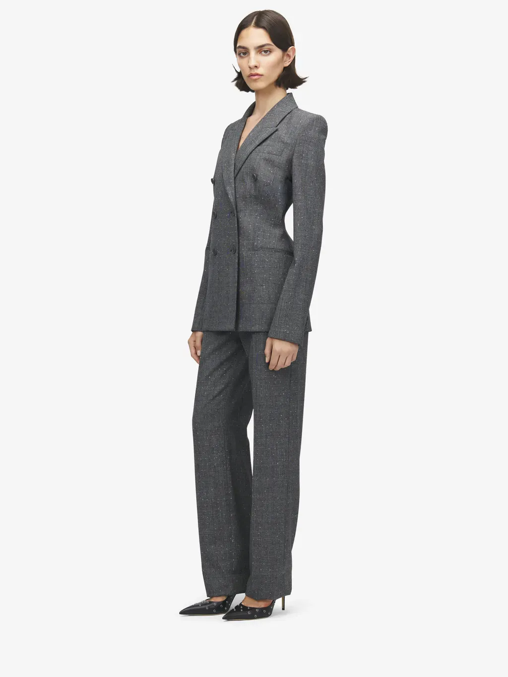 Flecked Glen Check Double-Breasted Jacket